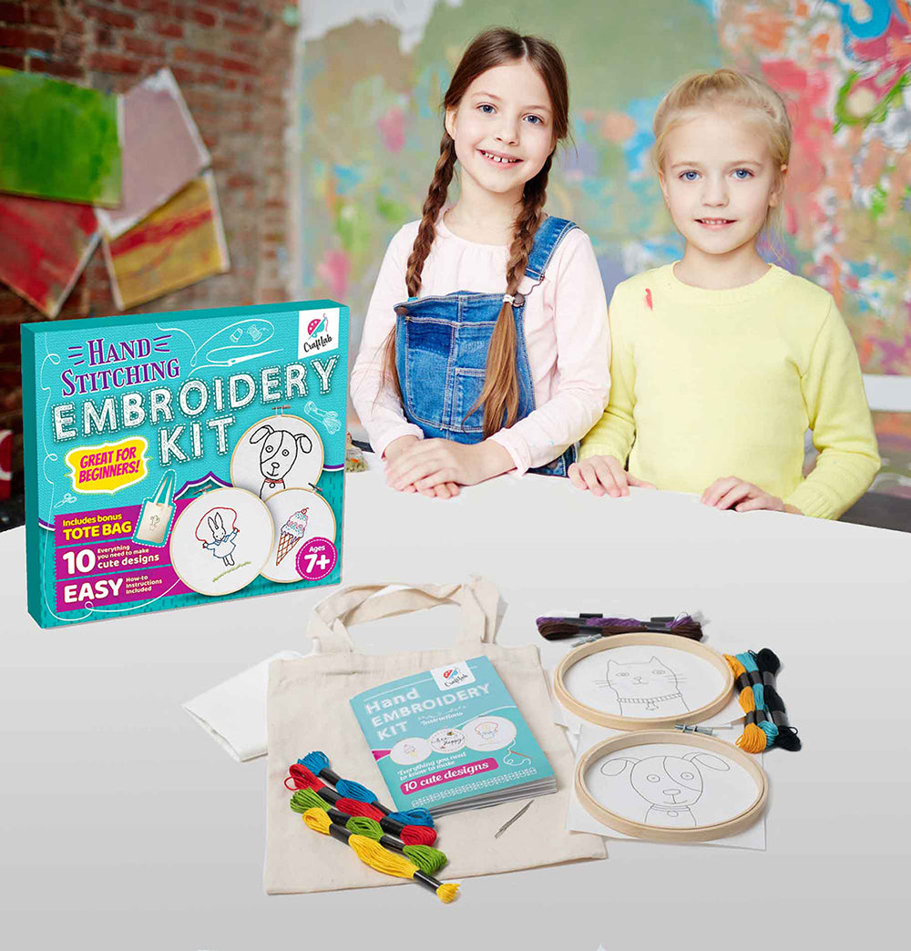 kids embrodery kit cross stitch supplies gift for girls boys ages 7 13
