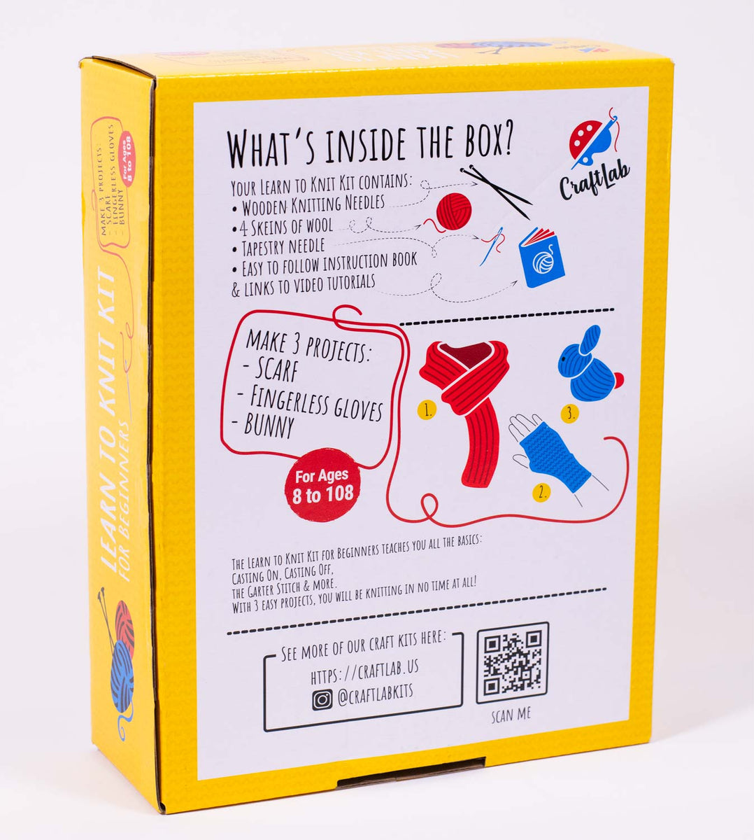 Craftlab Knitting Kit for Beginners, Kids and Adults – CraftLab Arts ...