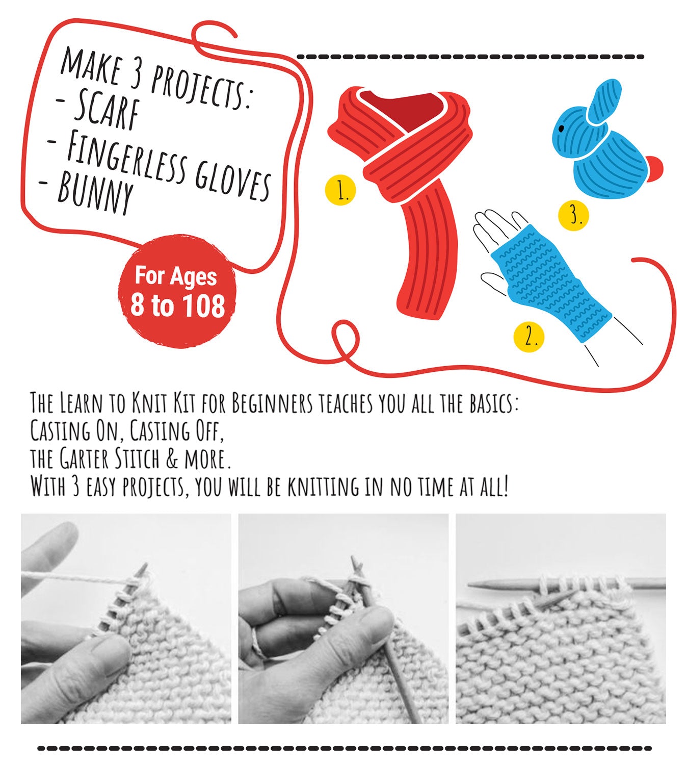 Craftlab Knitting Kit for Beginners, Kids and Adults – CraftLab